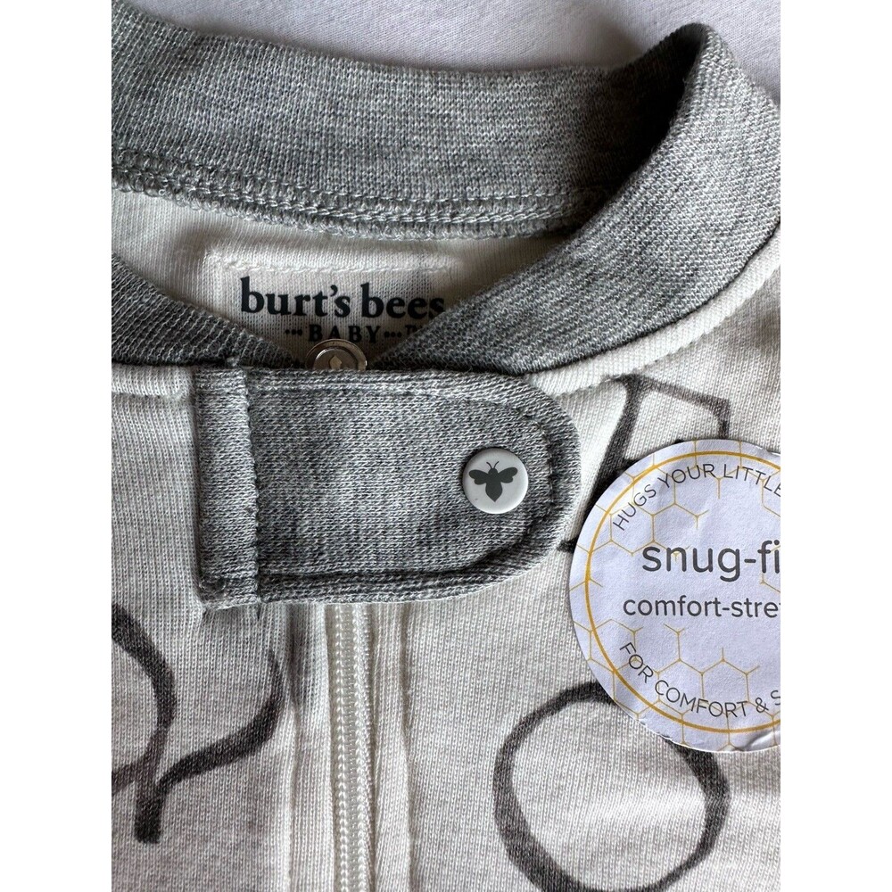 Burt’s Bees Baby Organic Cotton Bee Alphabet Coverall  Zip 18M Long Sleeve - Picture 3 of 7